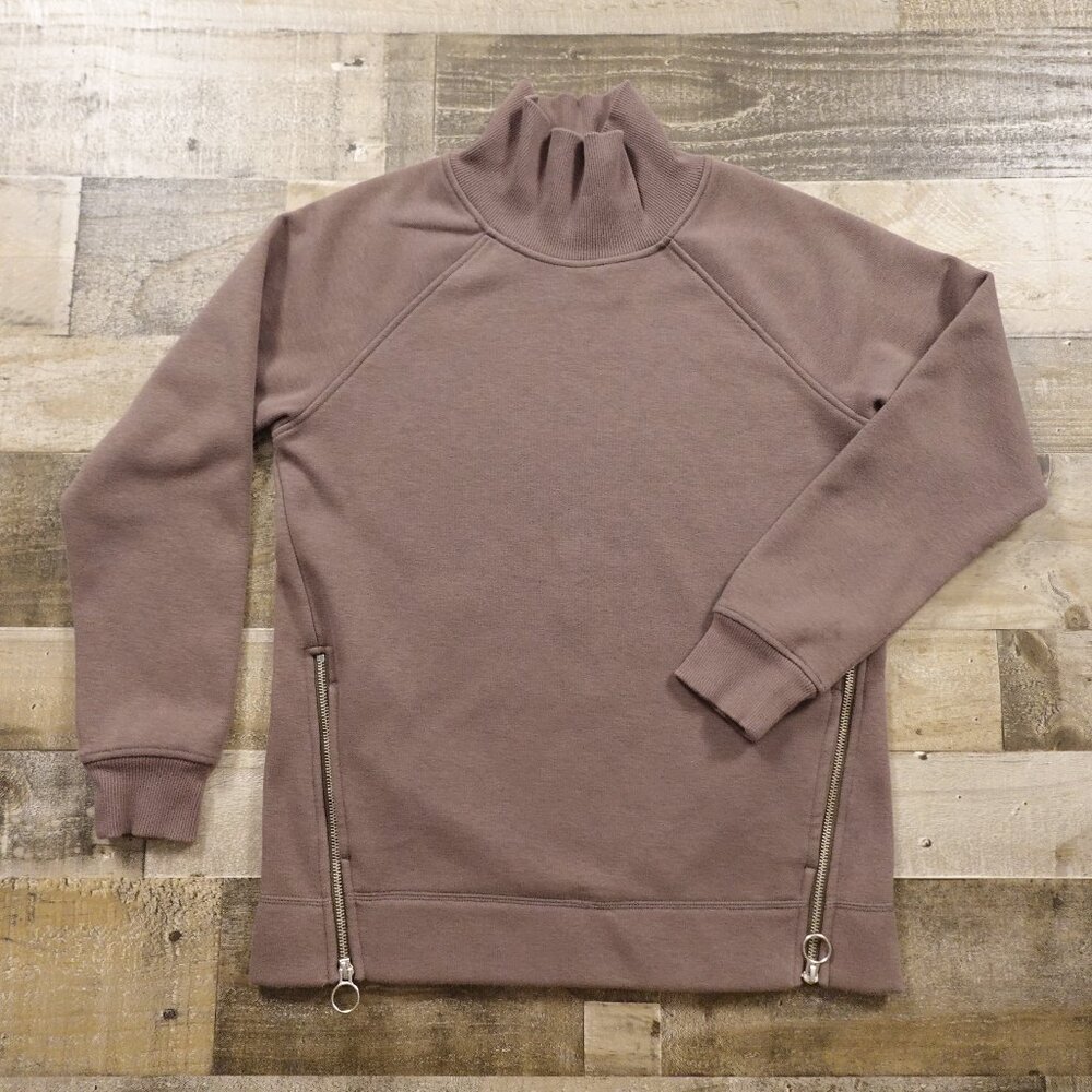 Athleta Cozy‎ Karma Side Zip Funnel Neck Sweatshirt Women’s XS Brown